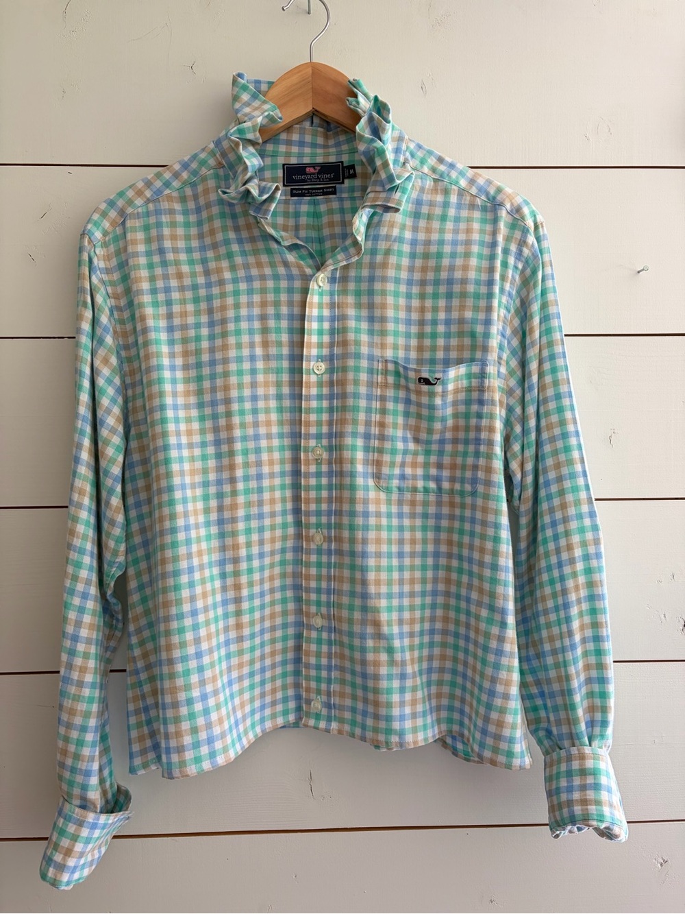 Viral Reworked Upcycled VINEYARD VINES Plaid Ruffle Collar, Medium